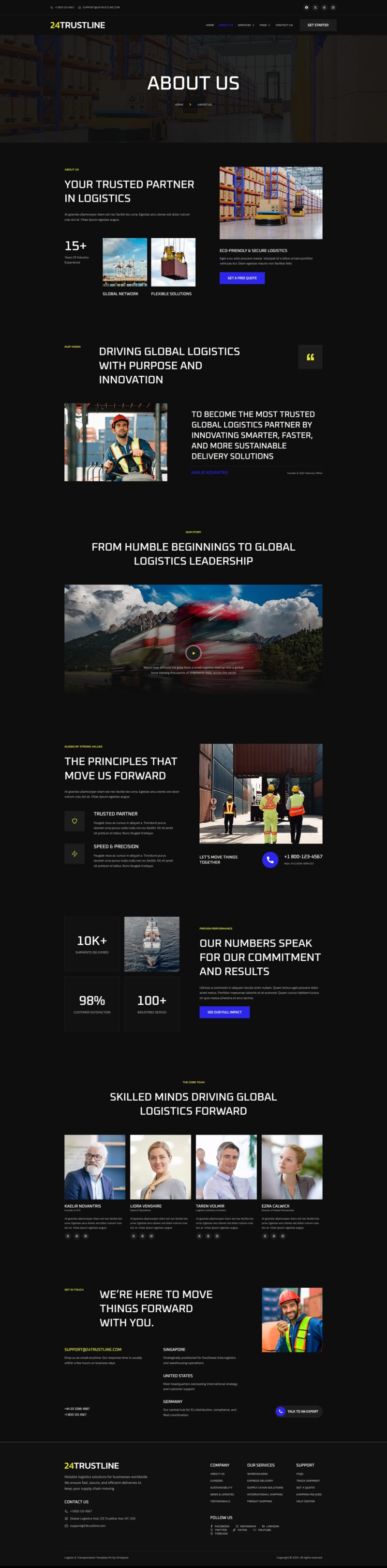 About Us — 24TrustLine - Logistic & Transportation Elementor Template