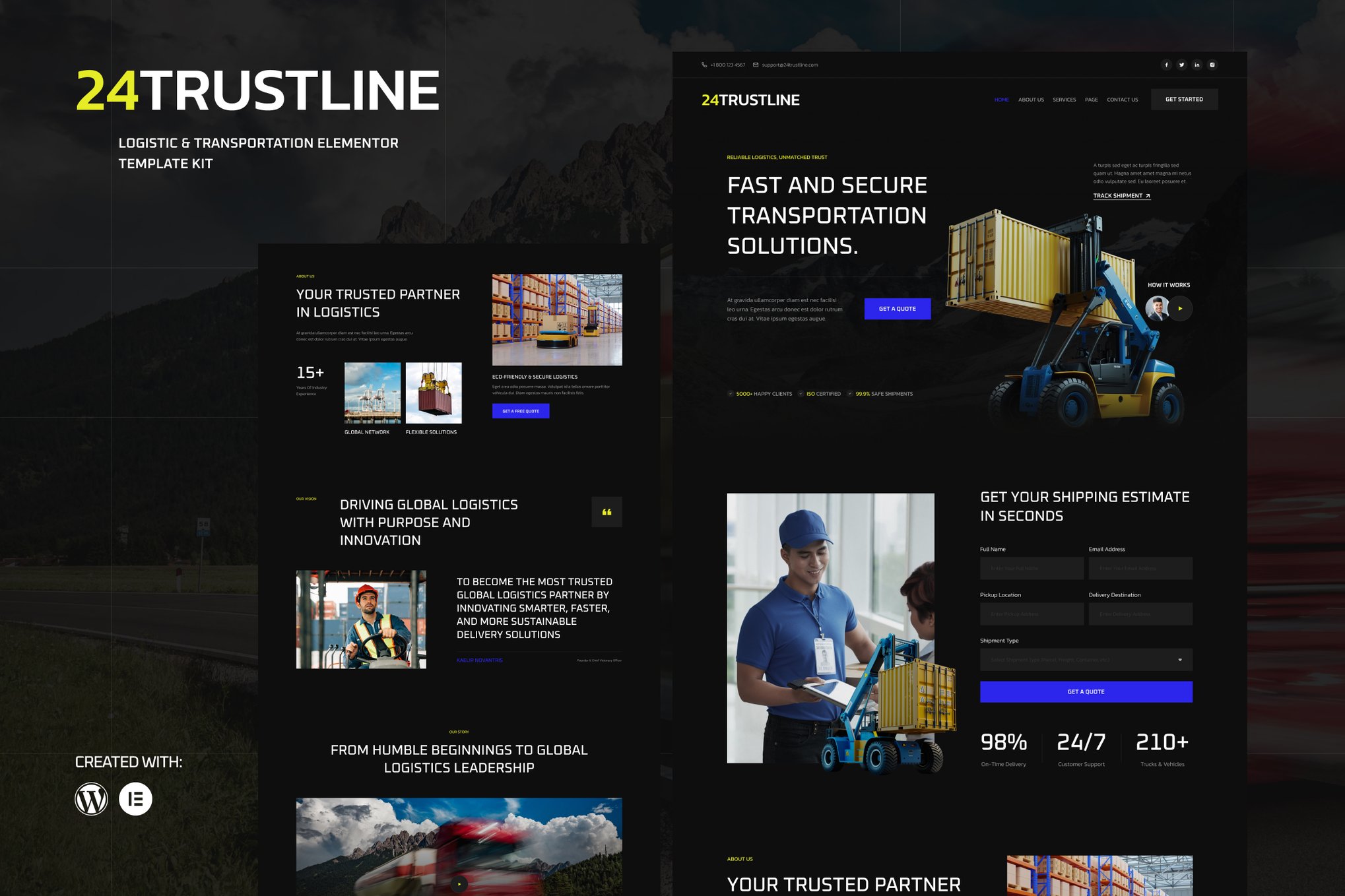 24TrustLine - Logistic & Transportation Elementor Template — Elementor template kit cover