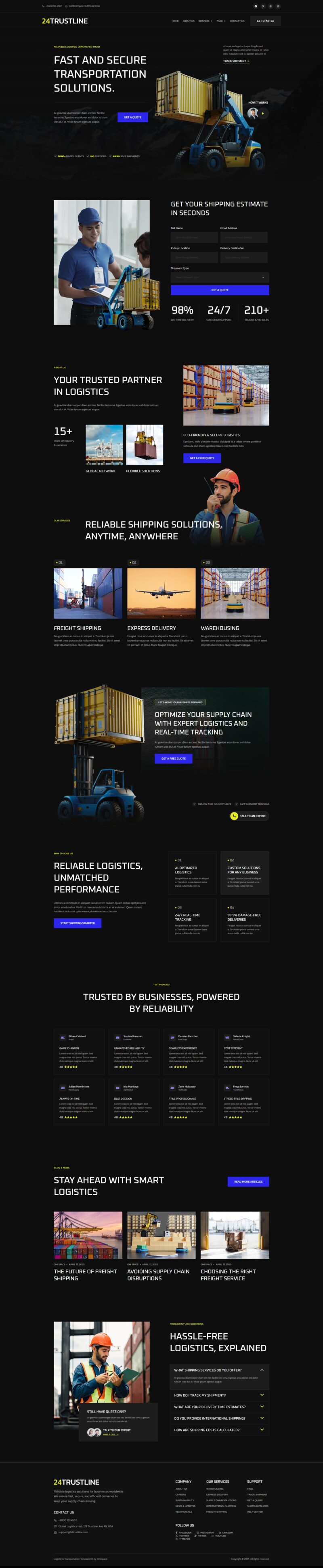 Home — 24TrustLine - Logistic & Transportation Elementor Template