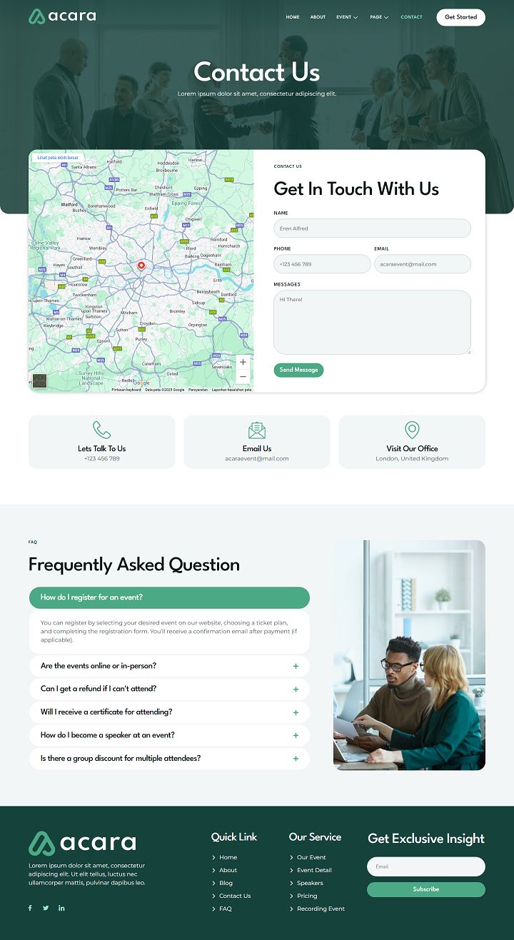 Contact — Acara - Event and Conference Elementor Template