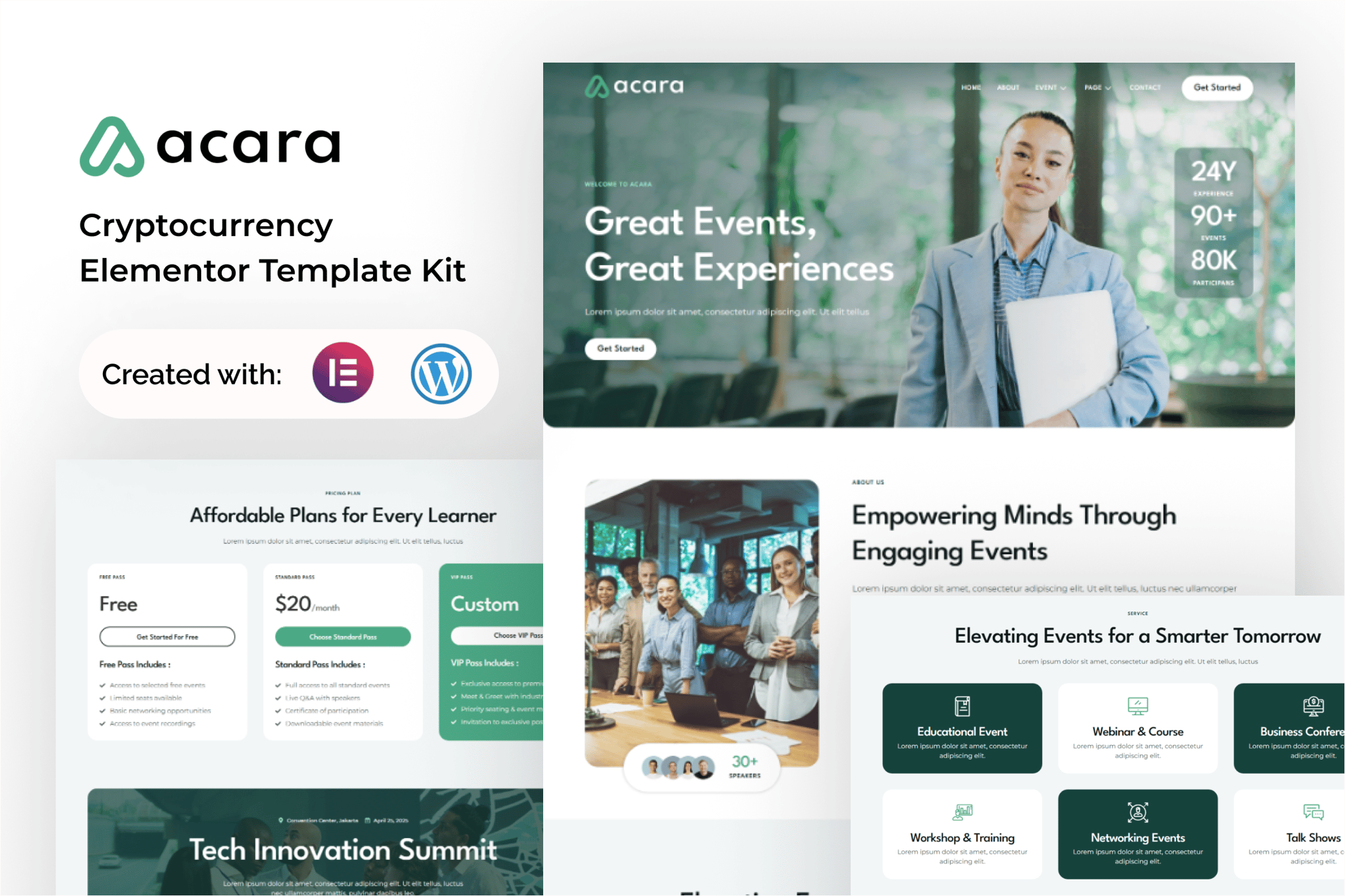 Acara - Event and Conference Elementor Template — Elementor template kit cover