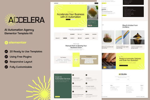 Accelera - AI Automation Agency Elementor Template — Elementor template kit cover