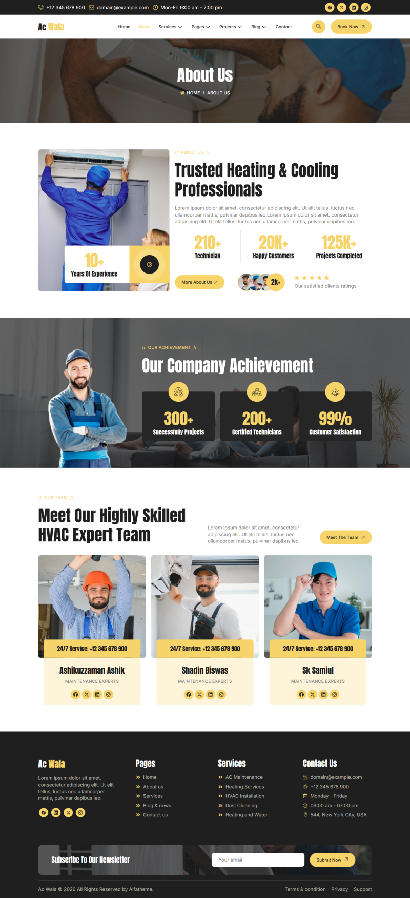About — AcWala - Air Conditioner & HVAC Repair Elementor Template