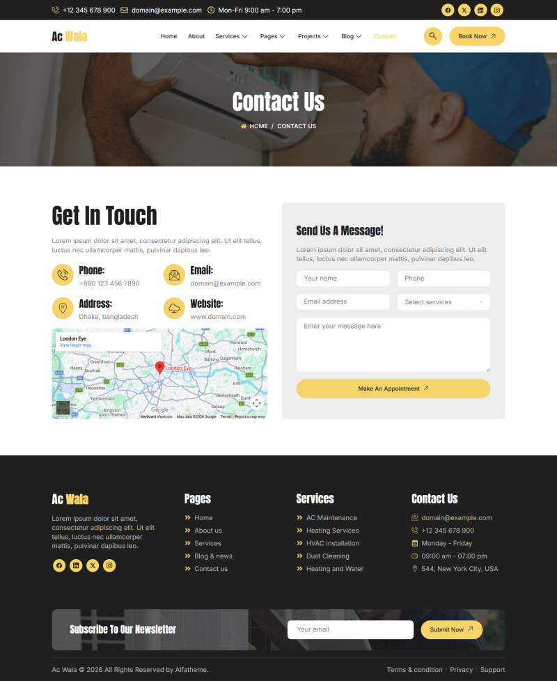 Contact — AcWala - Air Conditioner & HVAC Repair Elementor Template