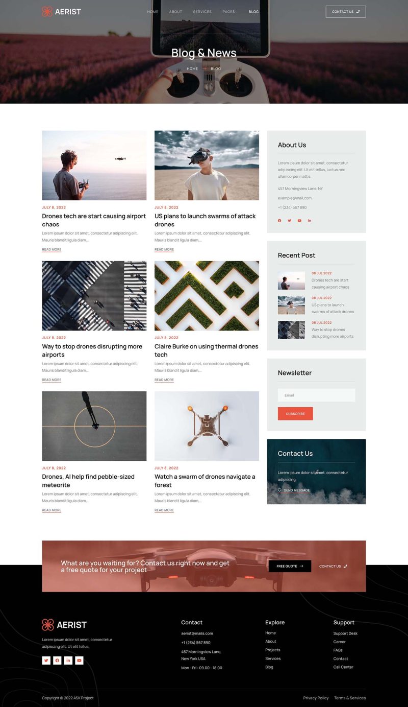 Blog — Aerist - Drone Aerial Video & Photography Elementor Template