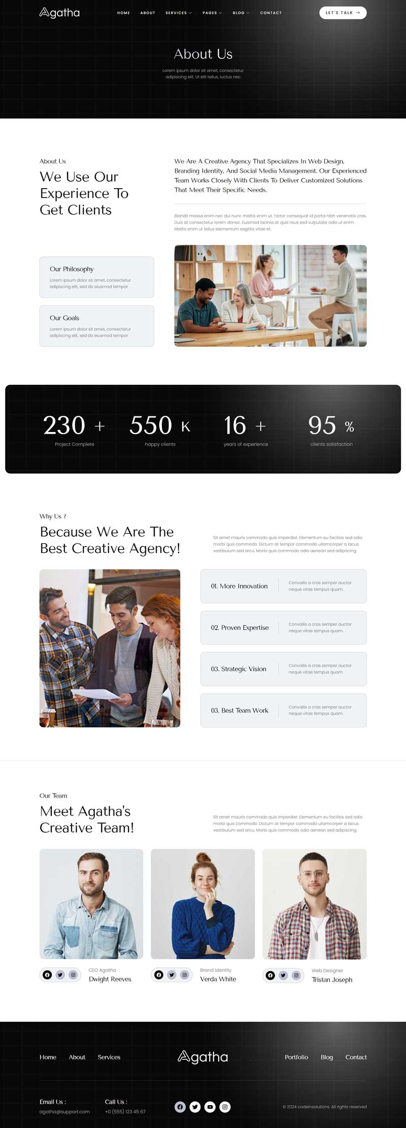About — Agatha - Creative Portfolio & Agency Elementor Template