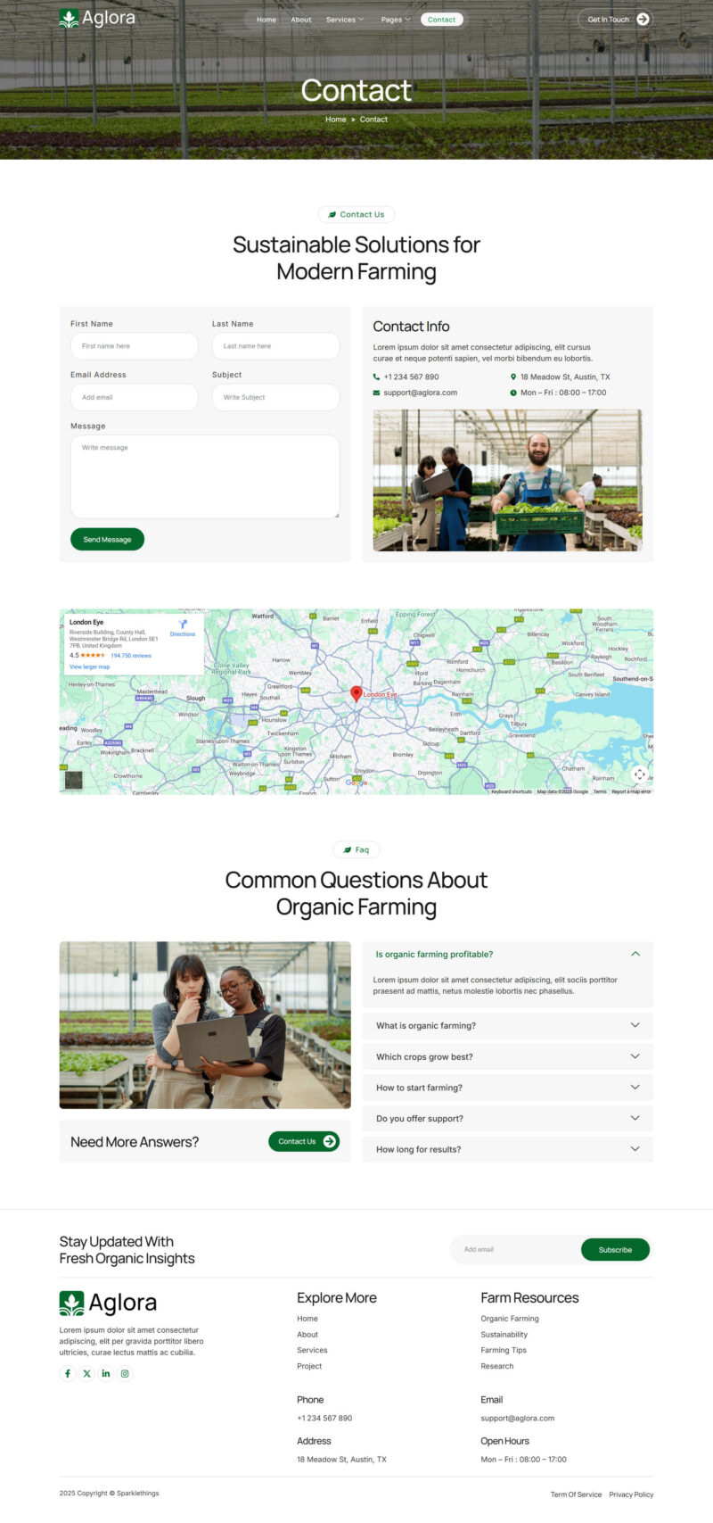Contact — Aglora - Agriculture & Organic Farming Elementor Template