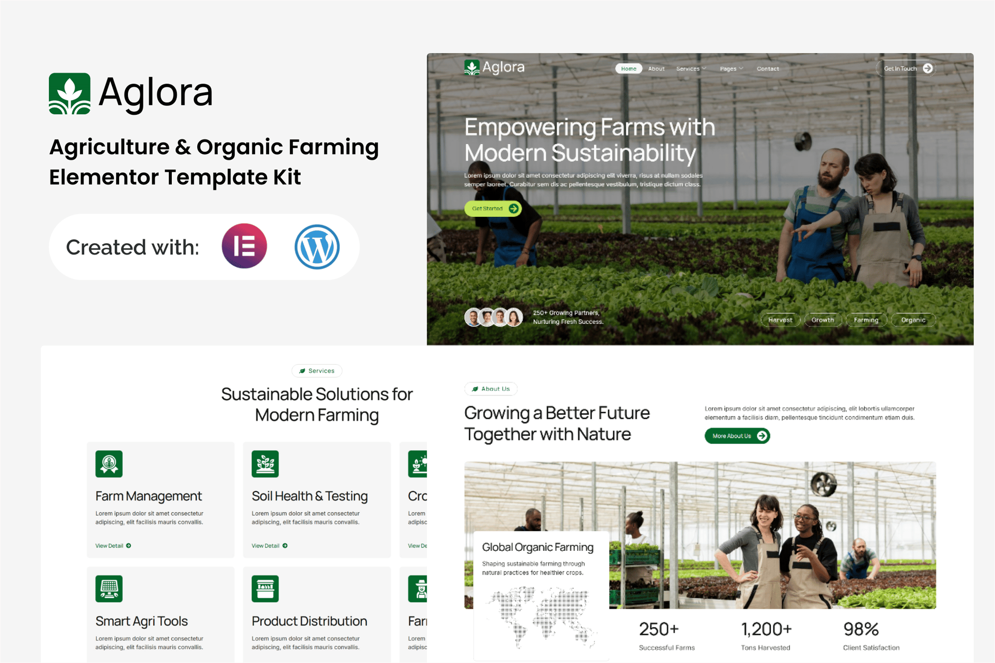 Aglora - Agriculture & Organic Farming Elementor Template — Elementor template kit cover