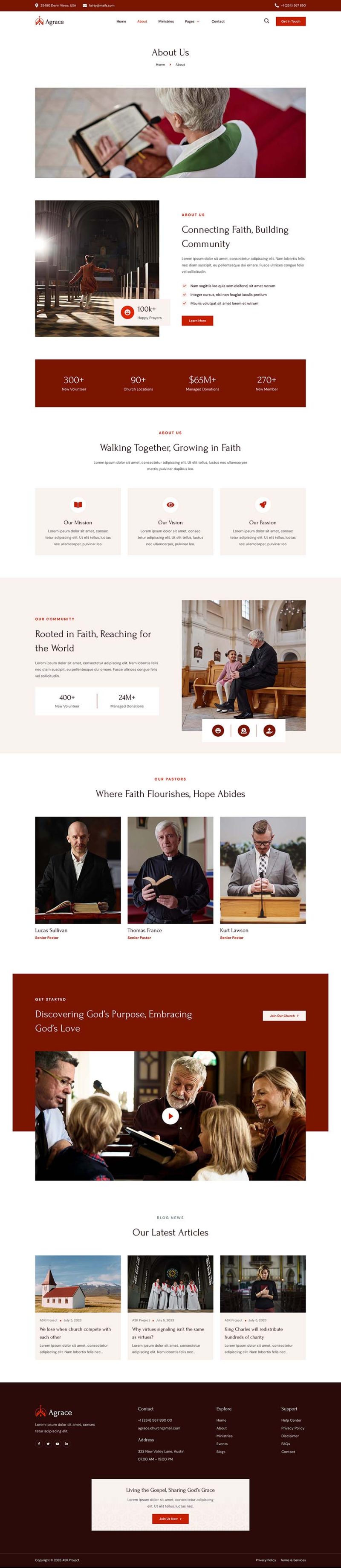 About — Agrace - Modern Church Website Elementor Template