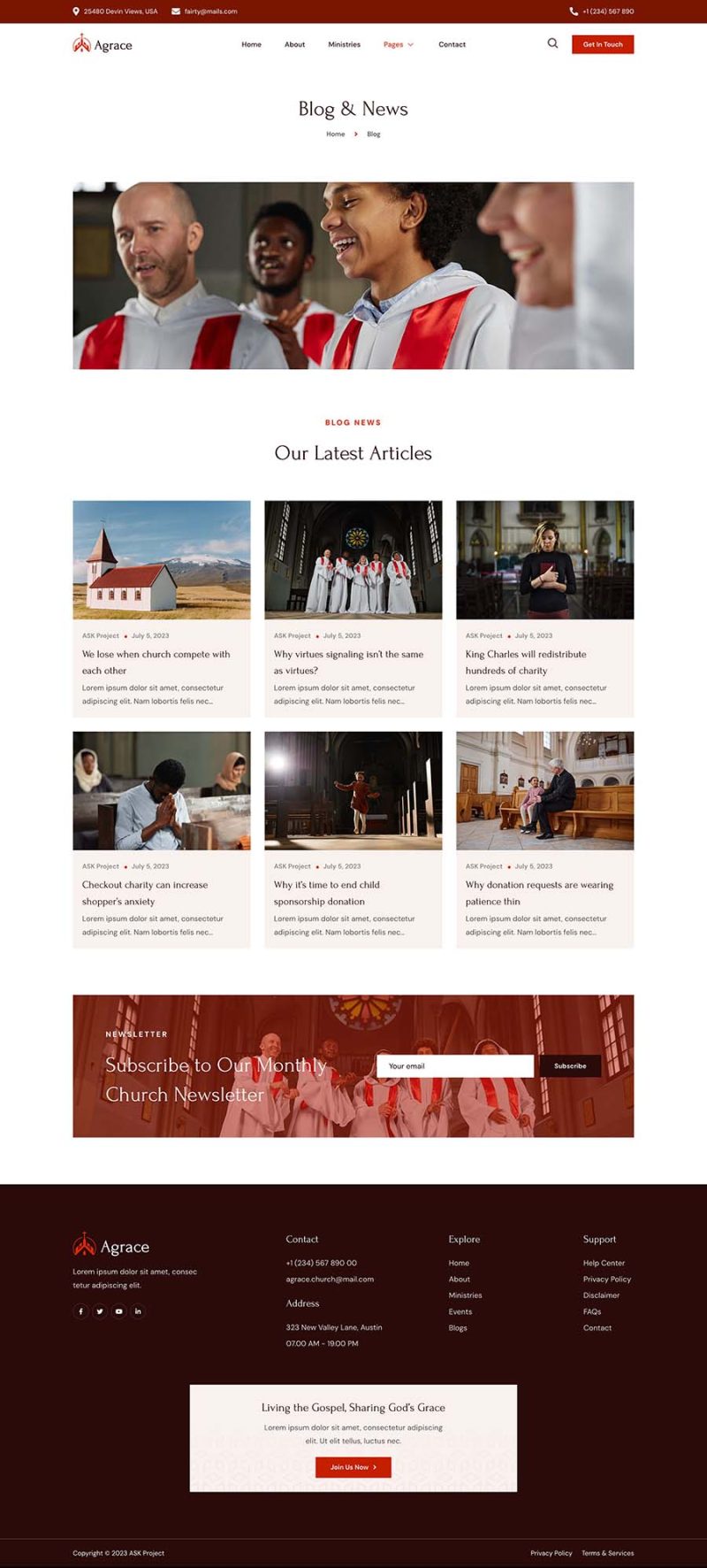 Blog — Agrace - Modern Church Website Elementor Template