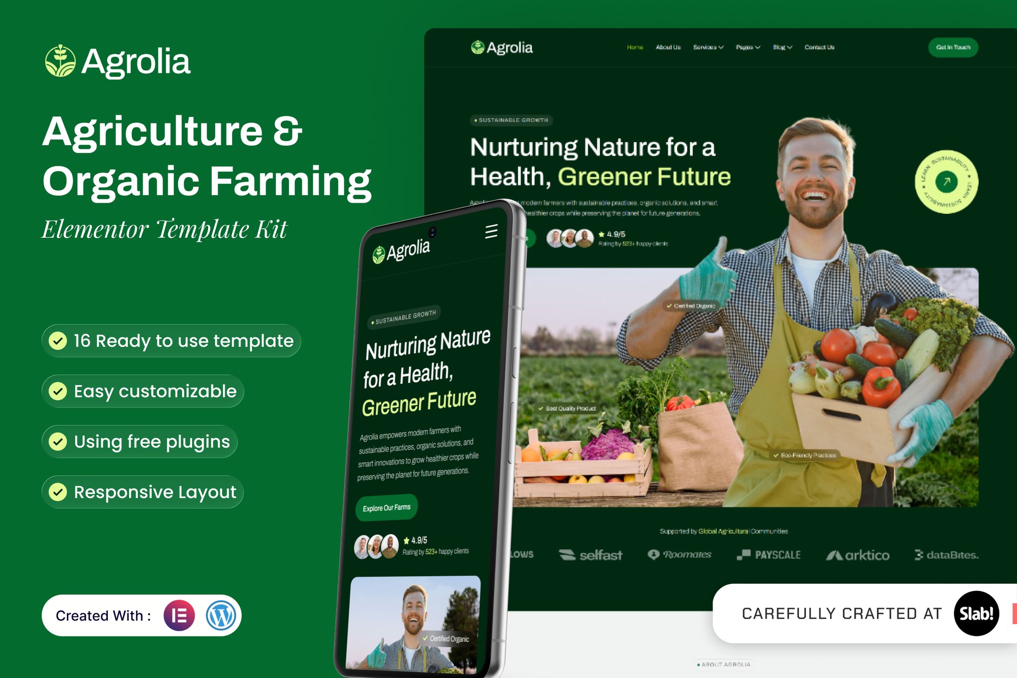 Agrolia - Agriculture & Organic Farming Elementor Template — Elementor template kit cover