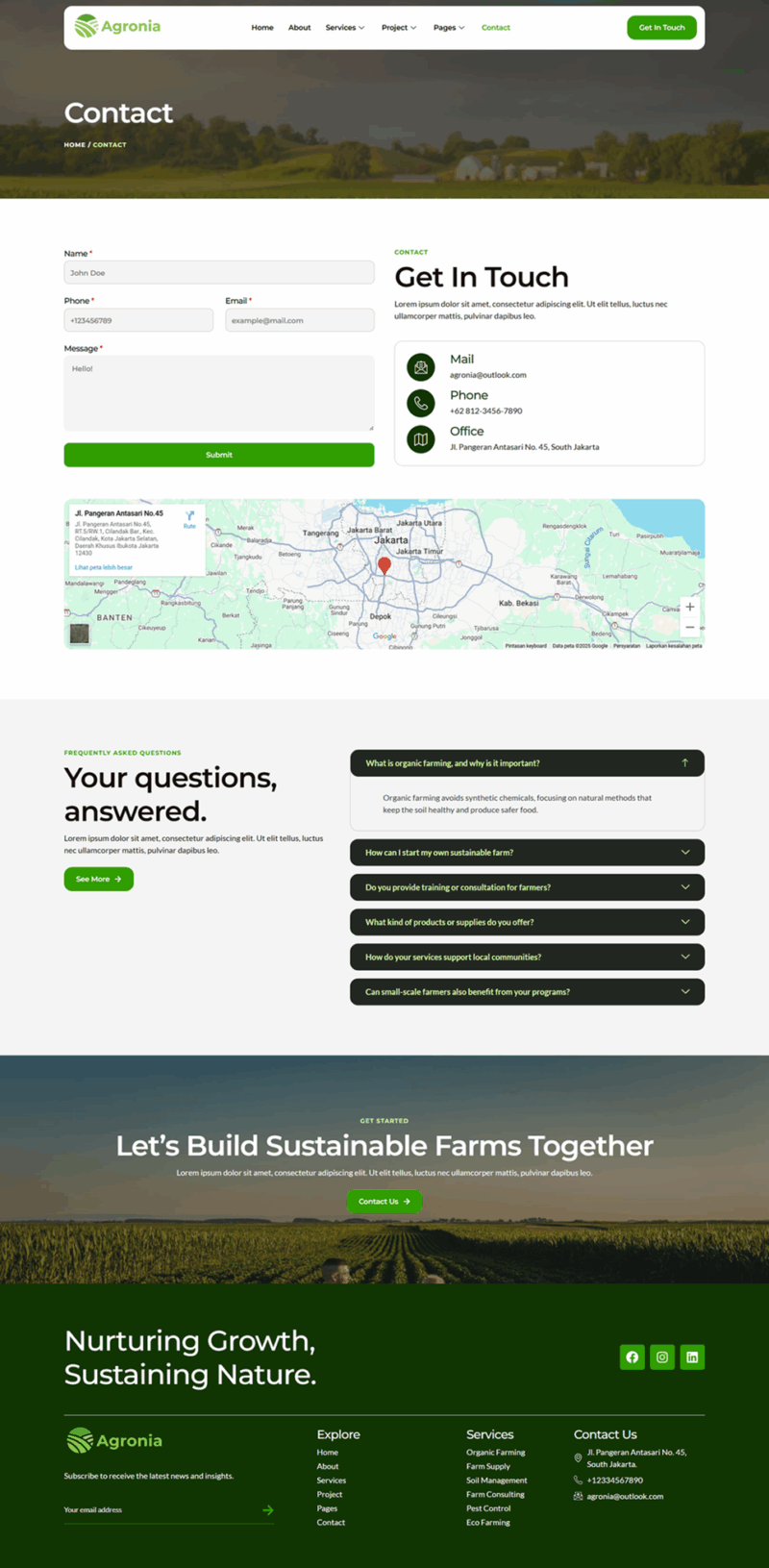 Contact — Agronia - Agriculture & Organic Farming Elemenntor Elementor Template
