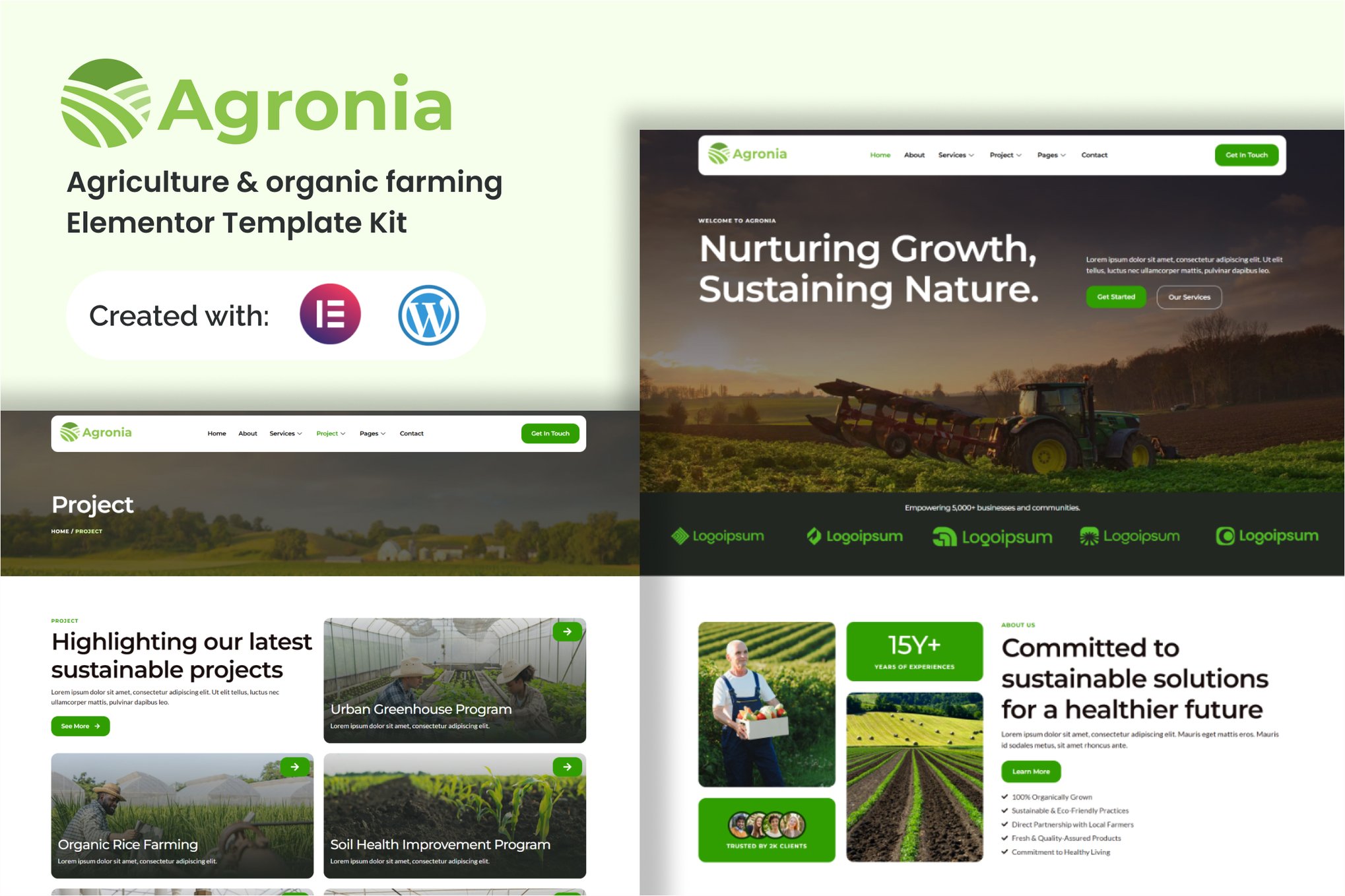 Agronia - Agriculture & Organic Farming Elemenntor Elementor Template — Elementor template kit cover