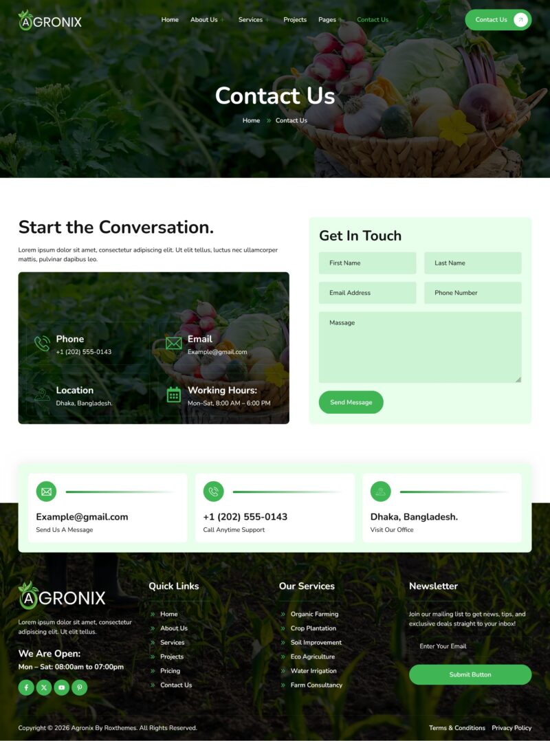 Contact Us — Agronix - Agriculture & Organic Farming Elementor Template