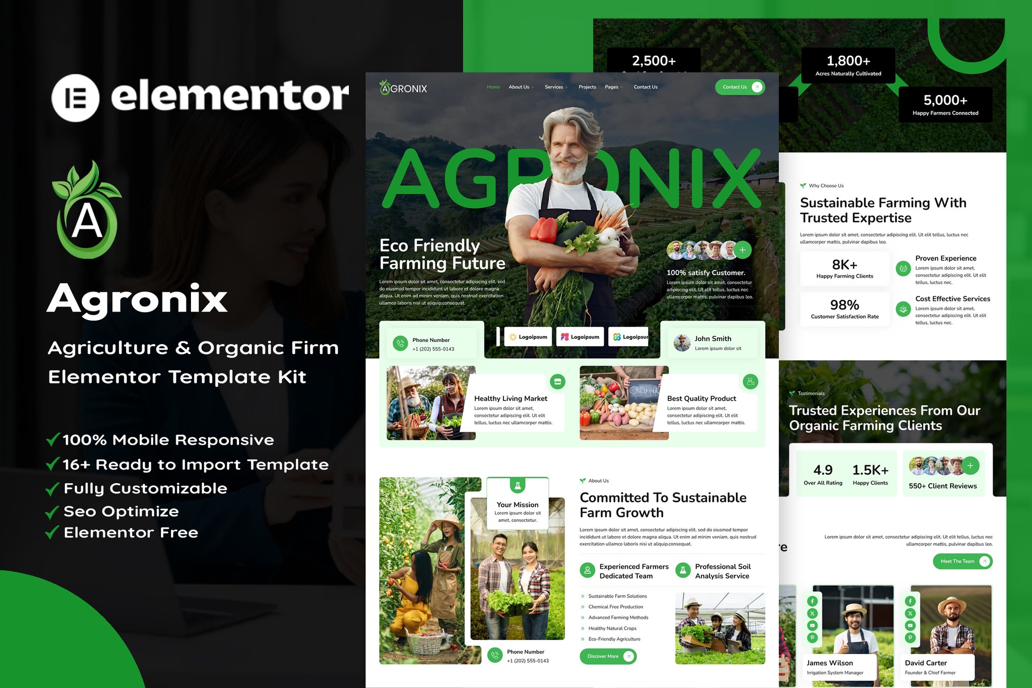 Agronix - Agriculture & Organic Farming Elementor Template — Elementor template kit cover
