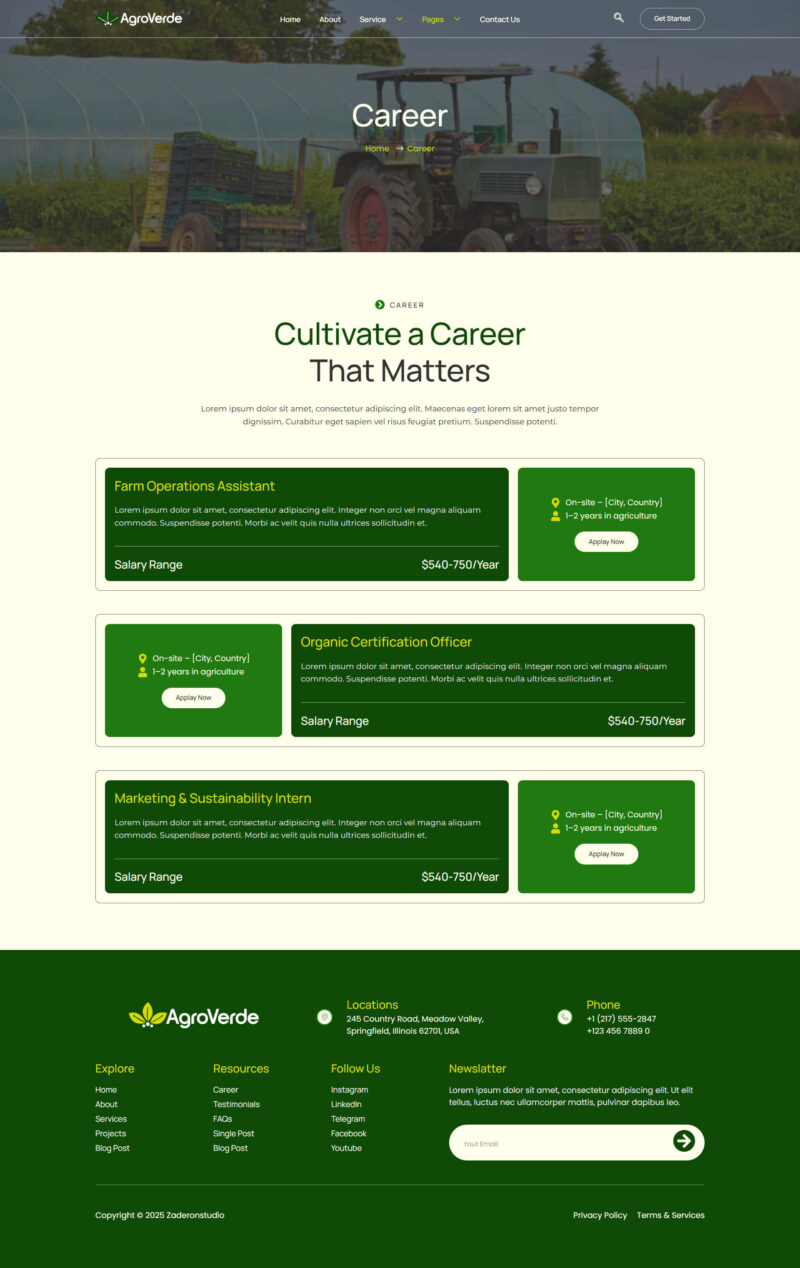 Career — Agroverde - Agriculture & Organic Farming Elemenntor Elementor Template