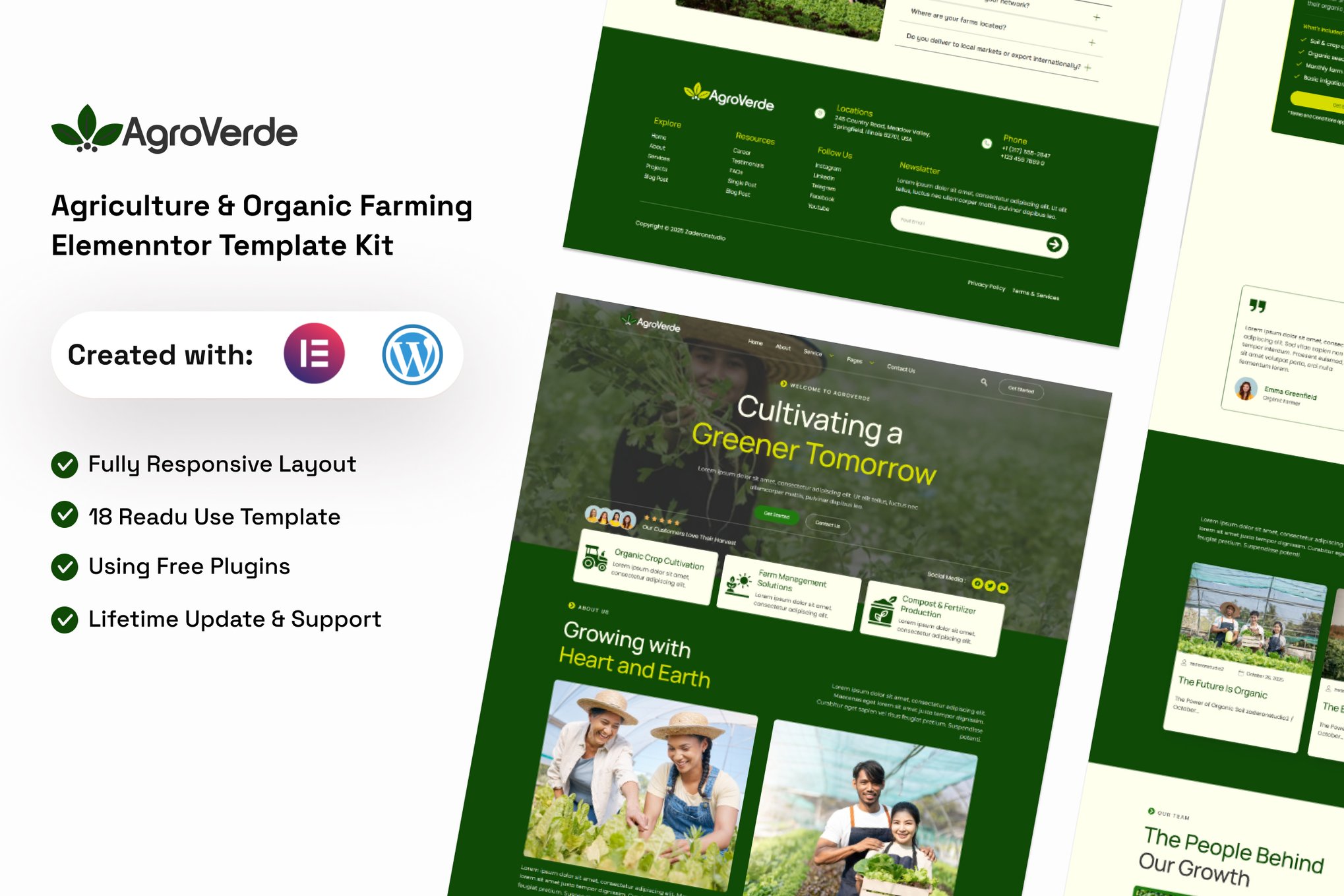 Agroverde - Agriculture & Organic Farming Elemenntor Elementor Template — Elementor template kit cover