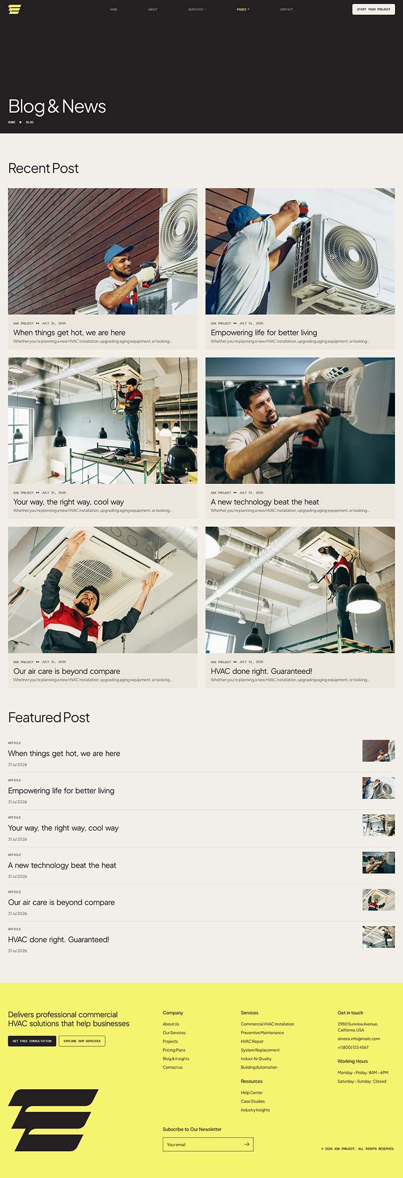 Blog — Airvora - Commercial HVAC Services Elementor Template