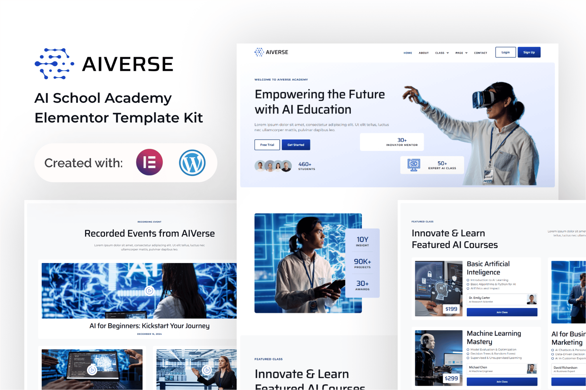 AIVerse - AI School Academy Elementor Template — Elementor template kit cover