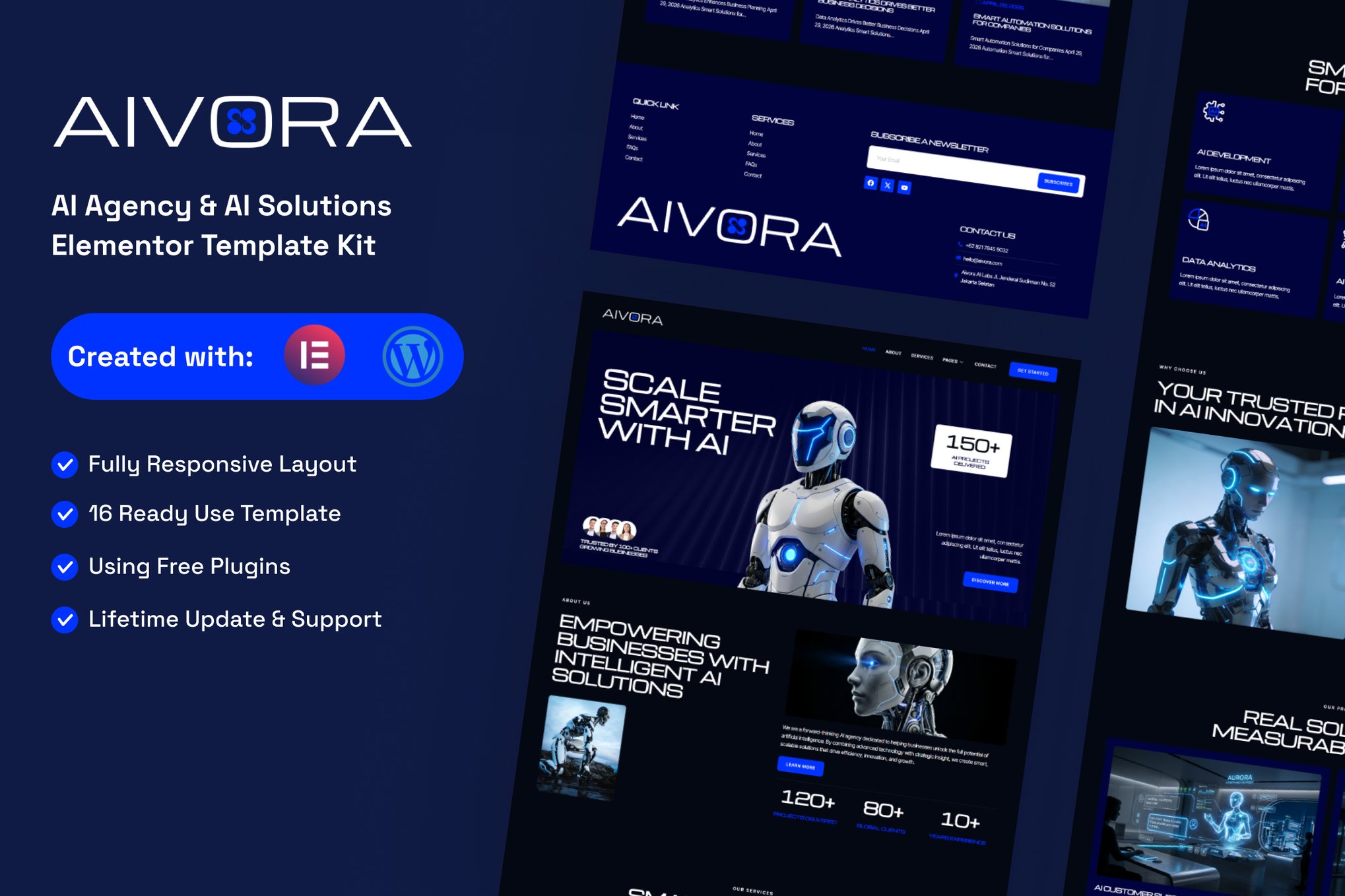 Aivora - AI Agency & AI Solutions Technology Elementor Template — Elementor template kit cover