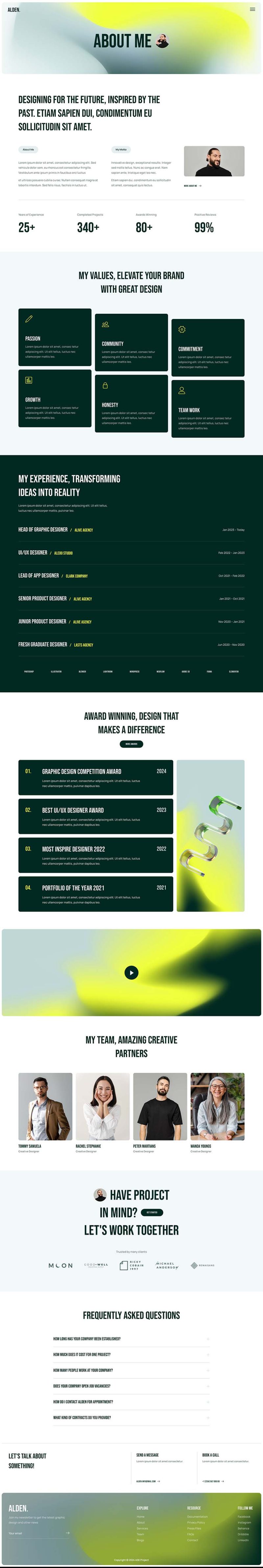 About — Alden - Personal Creative Portfolio Elementor Template