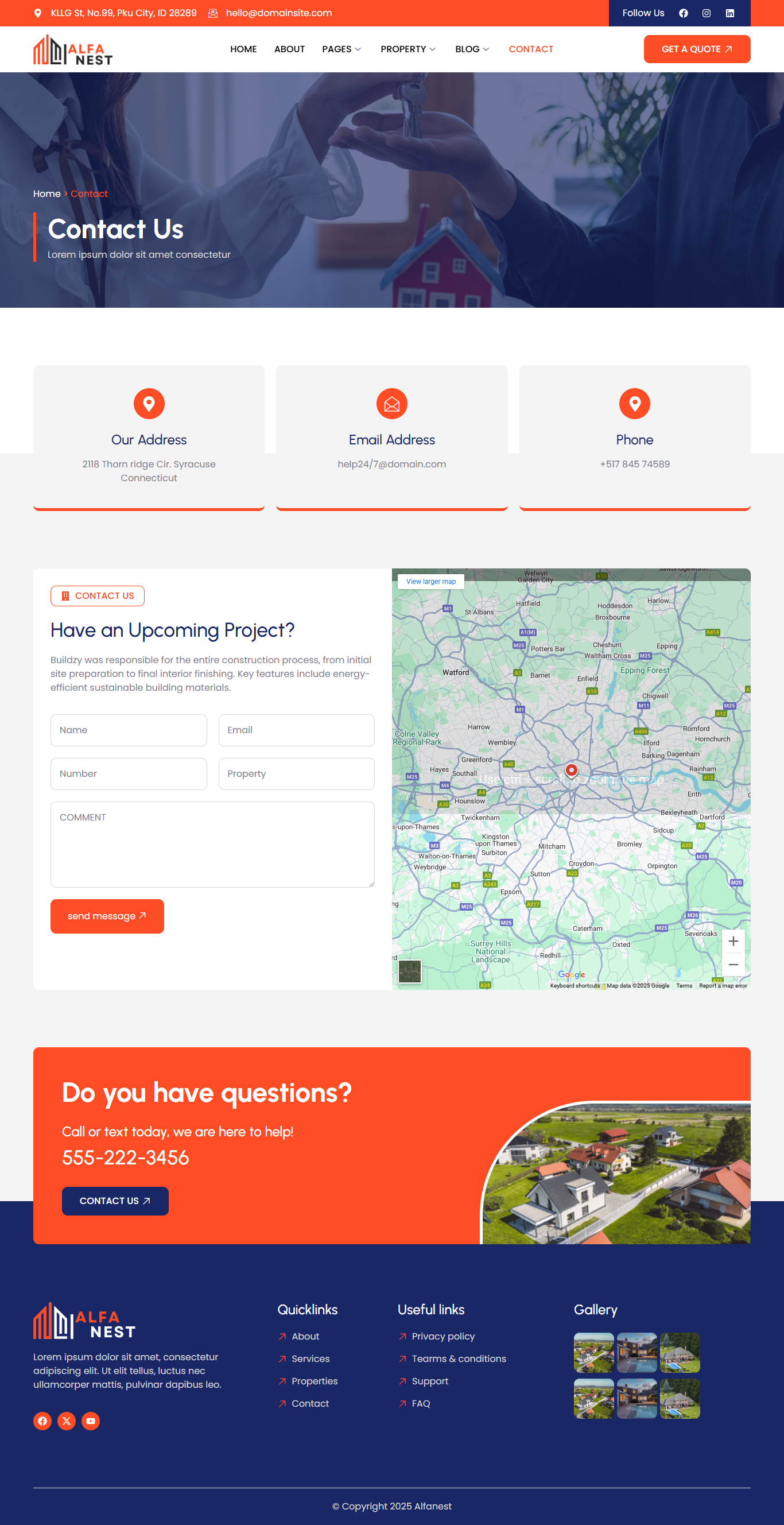Contact — Alfanest - Real Estate & Property Elementor Template