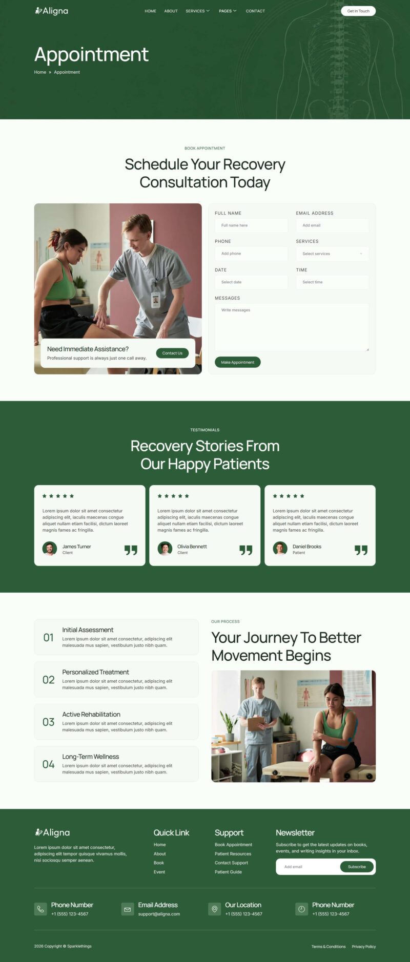 Appointment — Aligna - Physiotherapy & Chiropractic Elementor Template