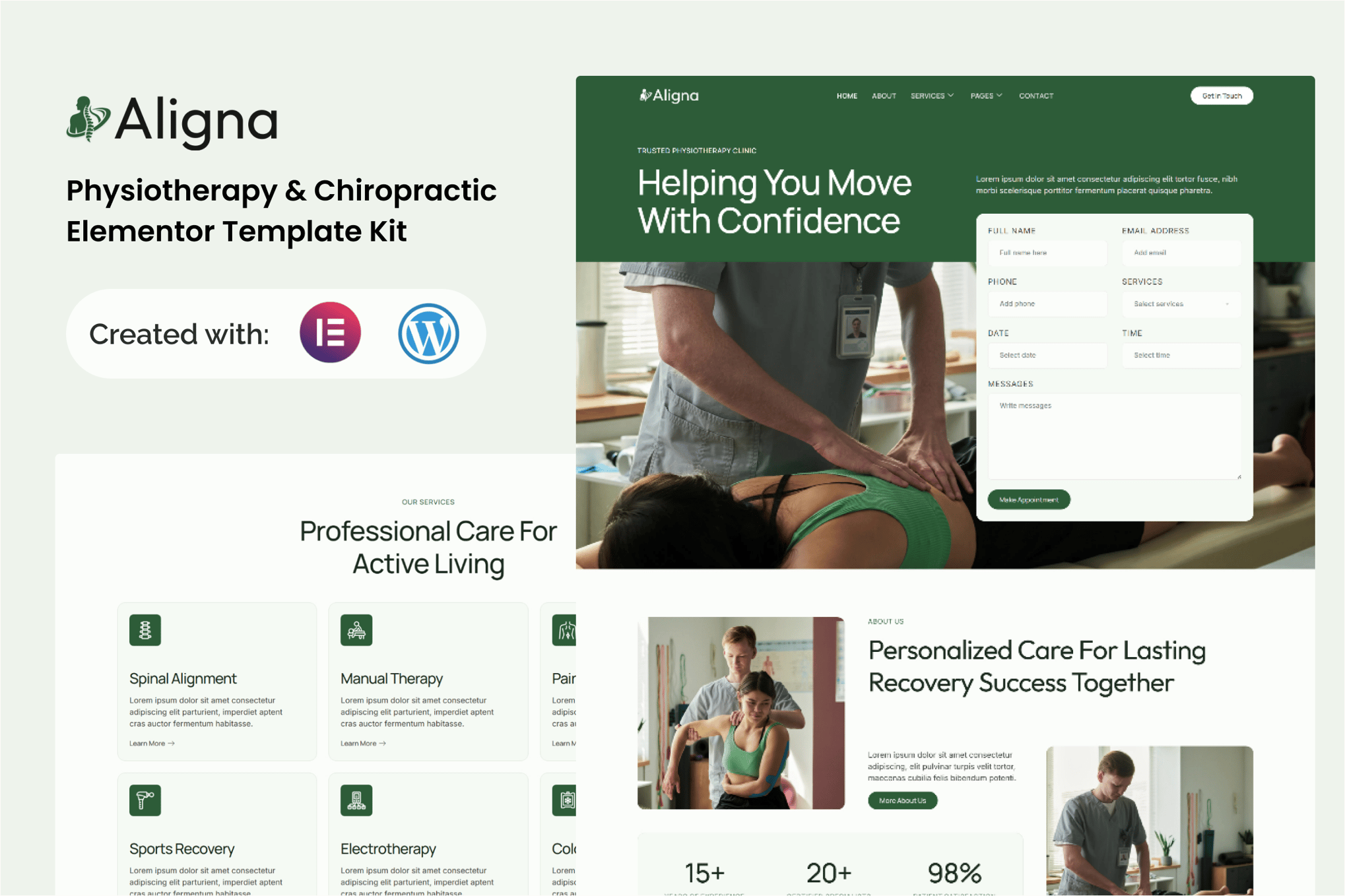Aligna - Physiotherapy & Chiropractic Elementor Template — Elementor template kit cover