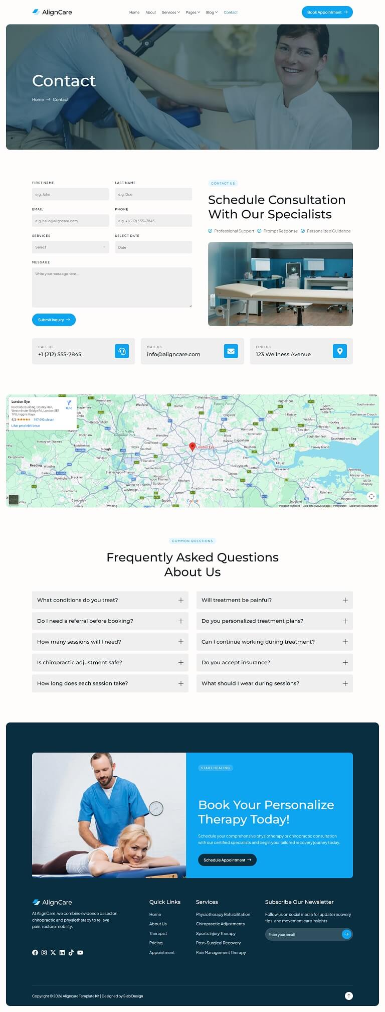 Contact — Aligncare - Physiotherapy & Chiropractic Elementor Template Ki Elementor Template