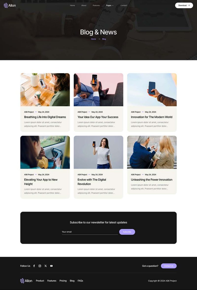 Blog — Allon - Mobile App & Startup Showcase Elementor Template