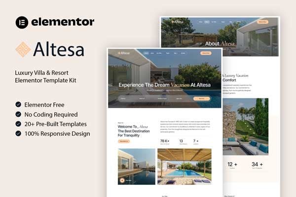Altesa - Villa & Resort Elementor Template — Elementor template kit cover