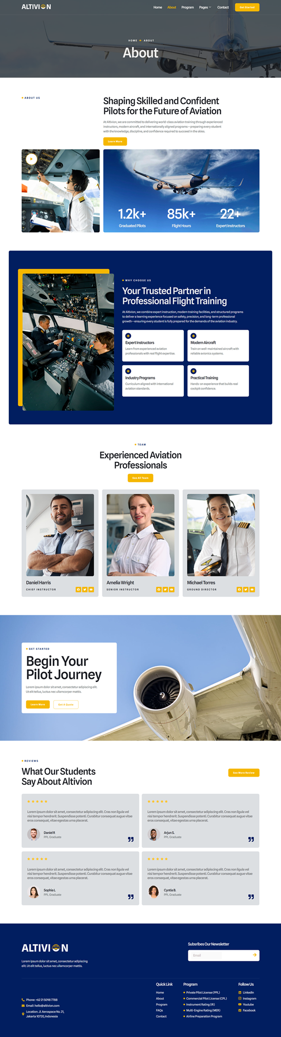 About — Altivion - Aviation & Flight School Elementor Template