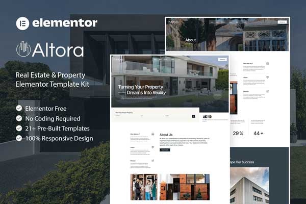 Altora - Real Estate & Property Elementor Template — Elementor template kit cover