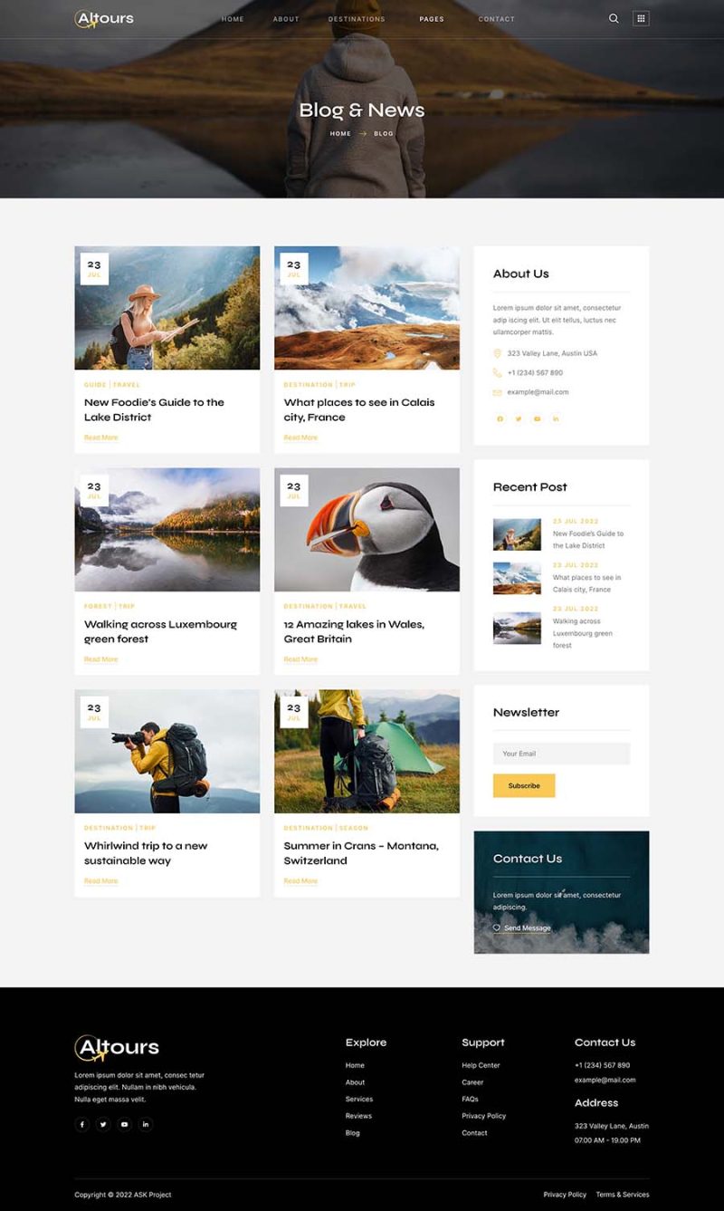 Blog — Altours - Travel & Tour Agency Elementor Template