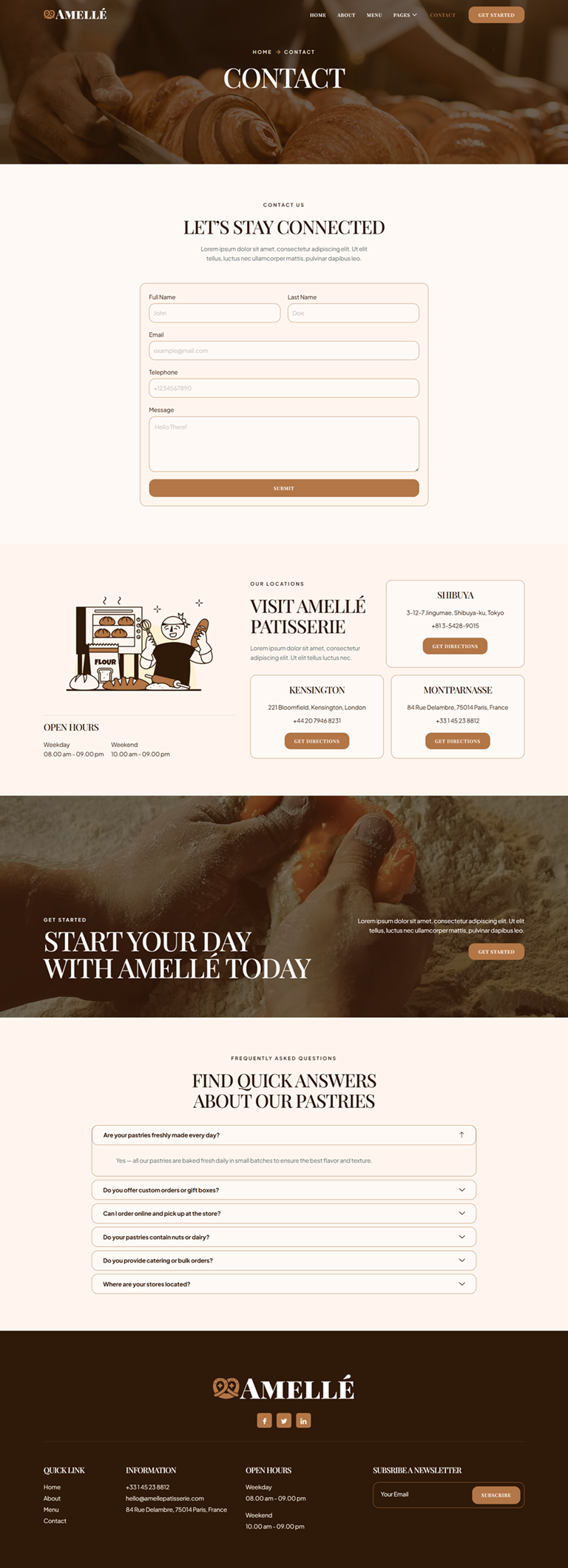 Contact — Amelle - Bakery & Pastry Elementor Template