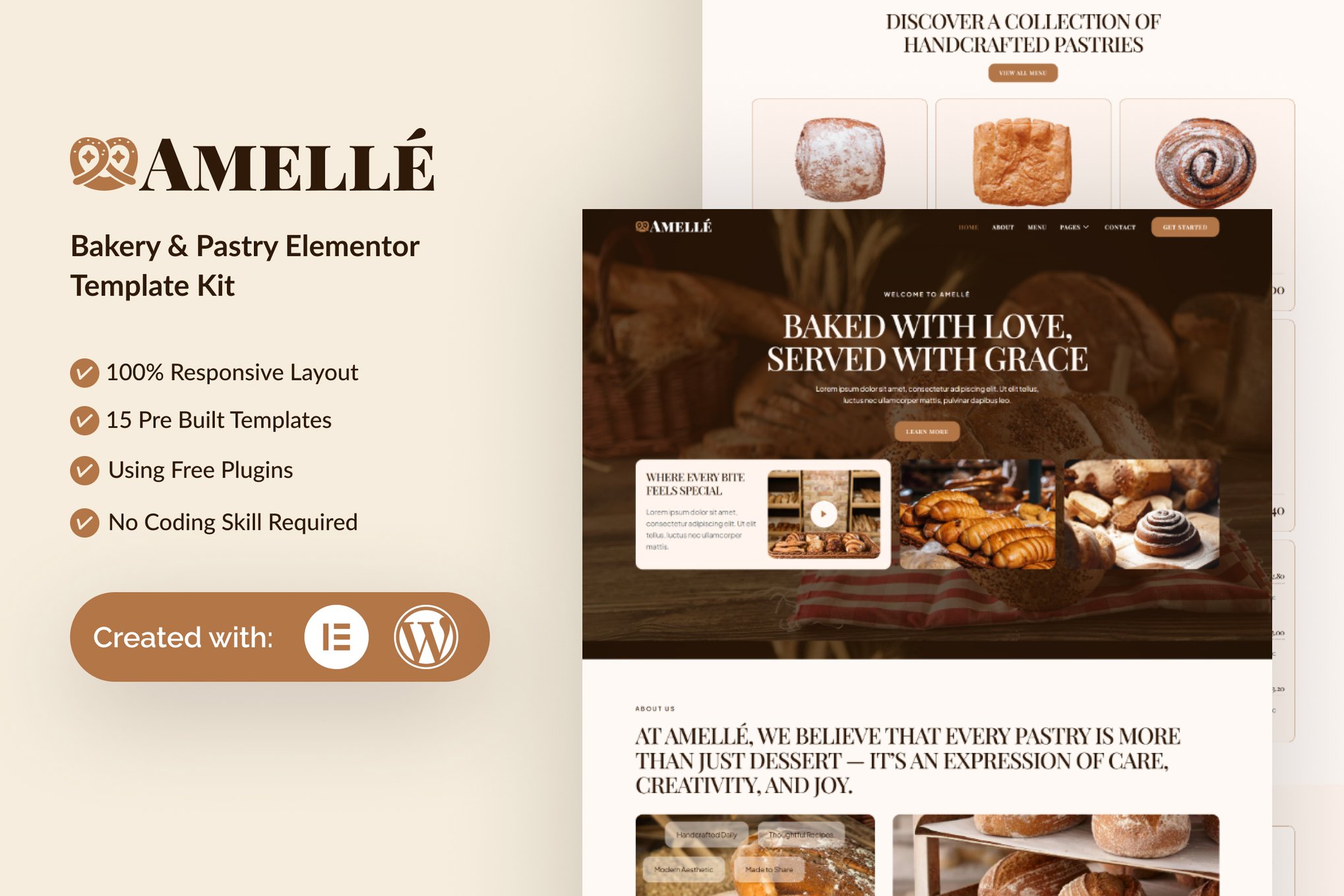 Amelle - Bakery & Pastry Elementor Template — Elementor template kit cover