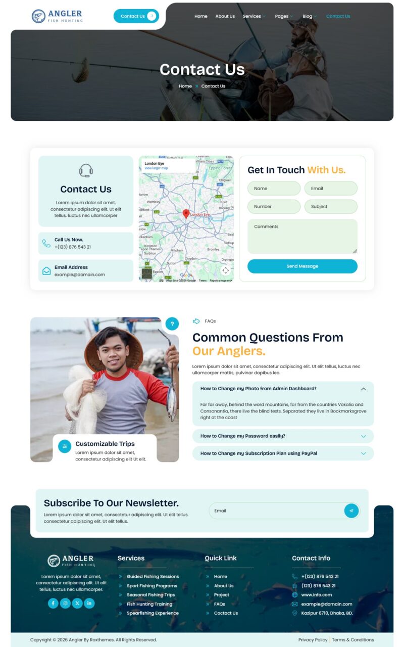 Contact Us — Angler - Fishing & Fish Hunting Elementor Template