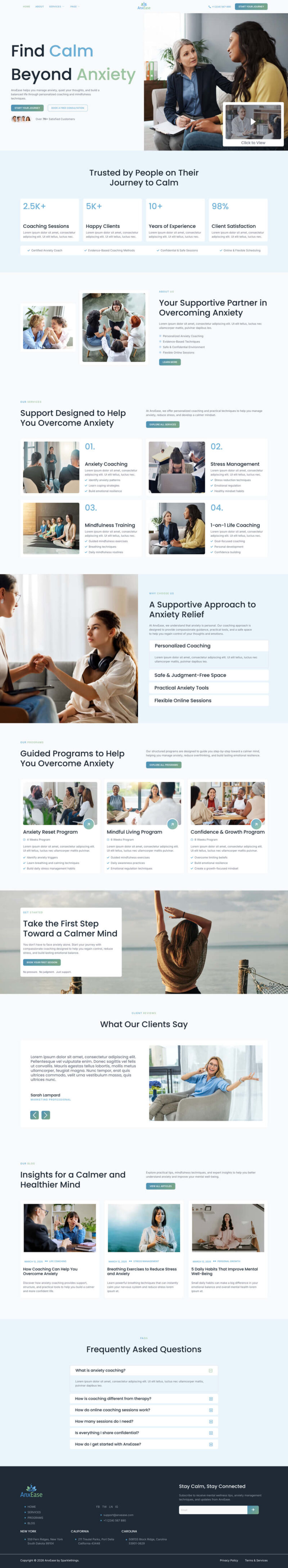 Home — AnxEase - Anxiety Life Coach Elementor Template