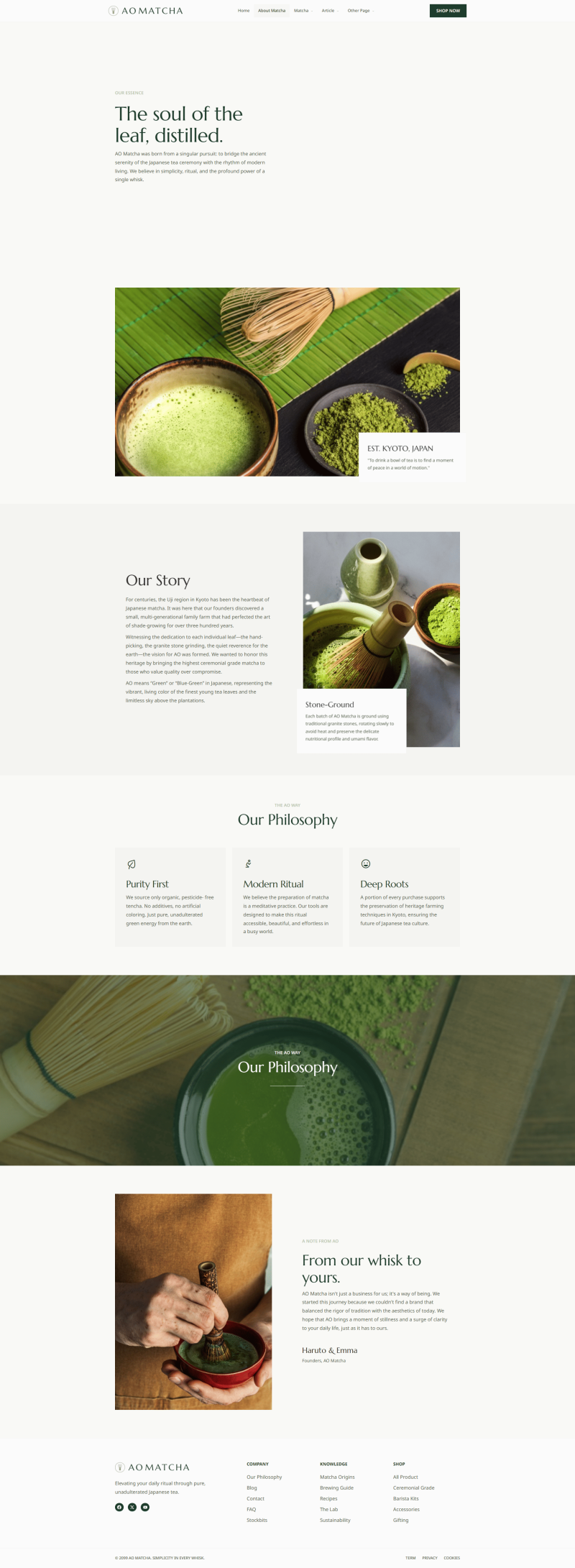 About — AOMatcha - Food & Drink Elementor Template