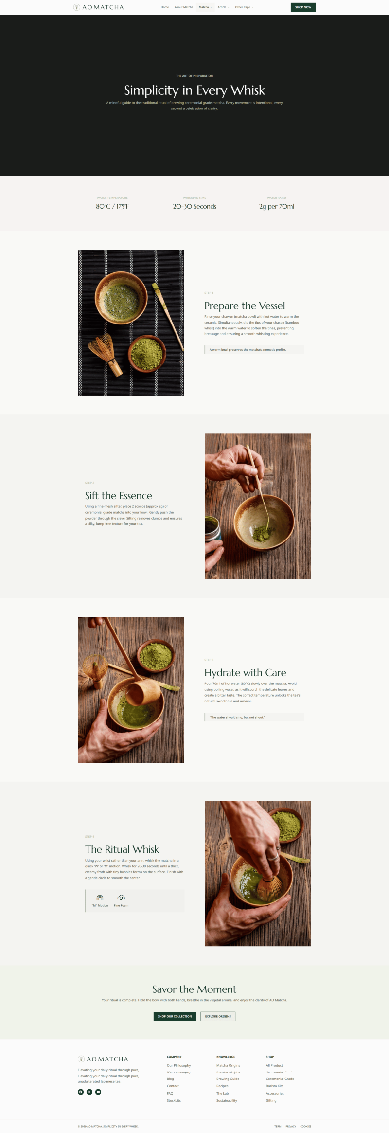 Brewing Guide — AOMatcha - Food & Drink Elementor Template