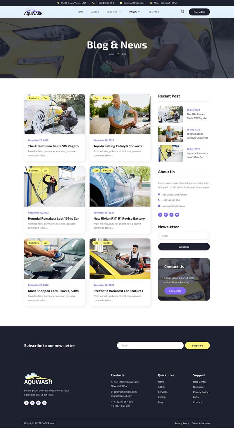Blog — Aquwash - Car Wash and Detailing Service Elementor Template