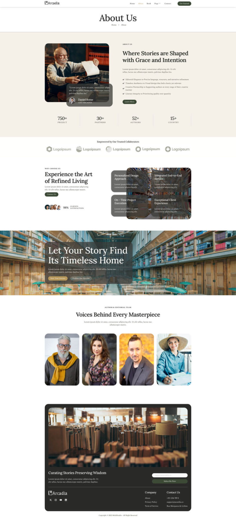 About — Arcadia - Book Publisher & Author Elementor Template
