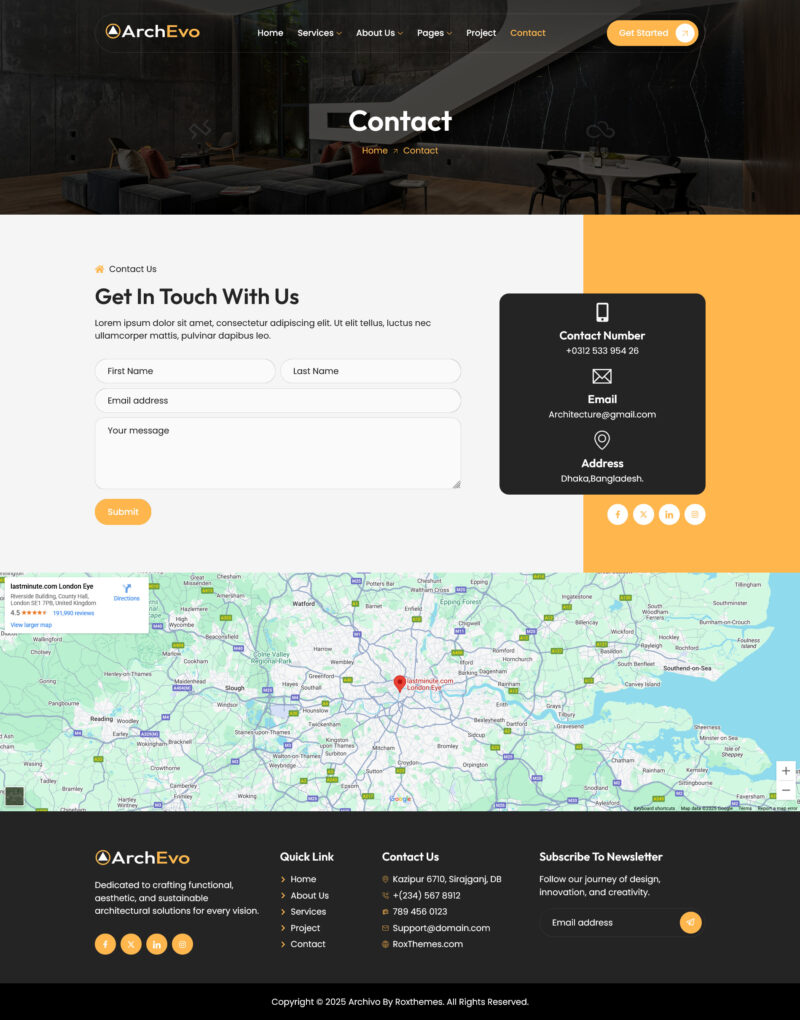 Contact — ArchEvo - Architecture & Interior Design Elementor Template