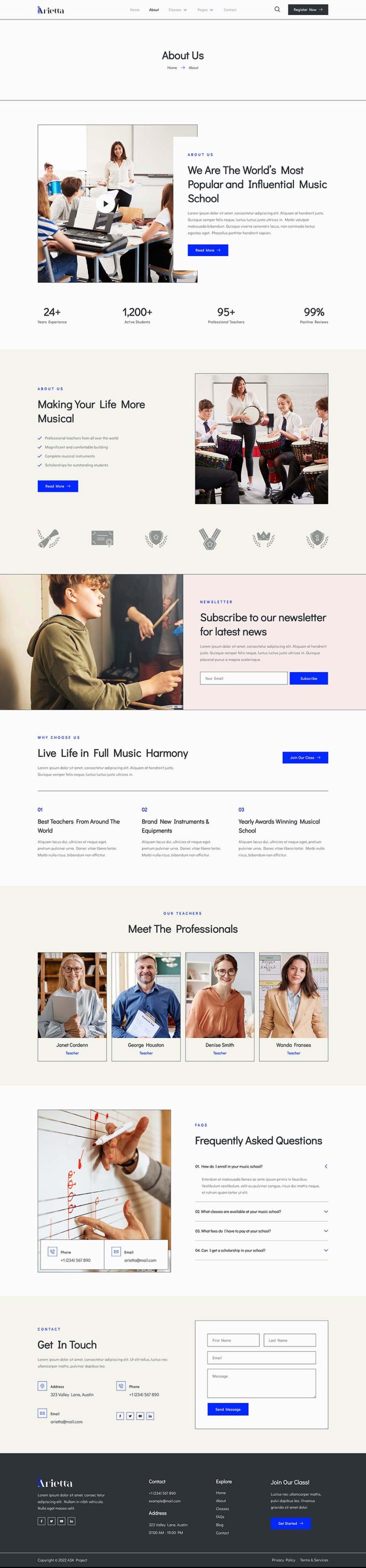 About — Arietta - Music School Elementor Template