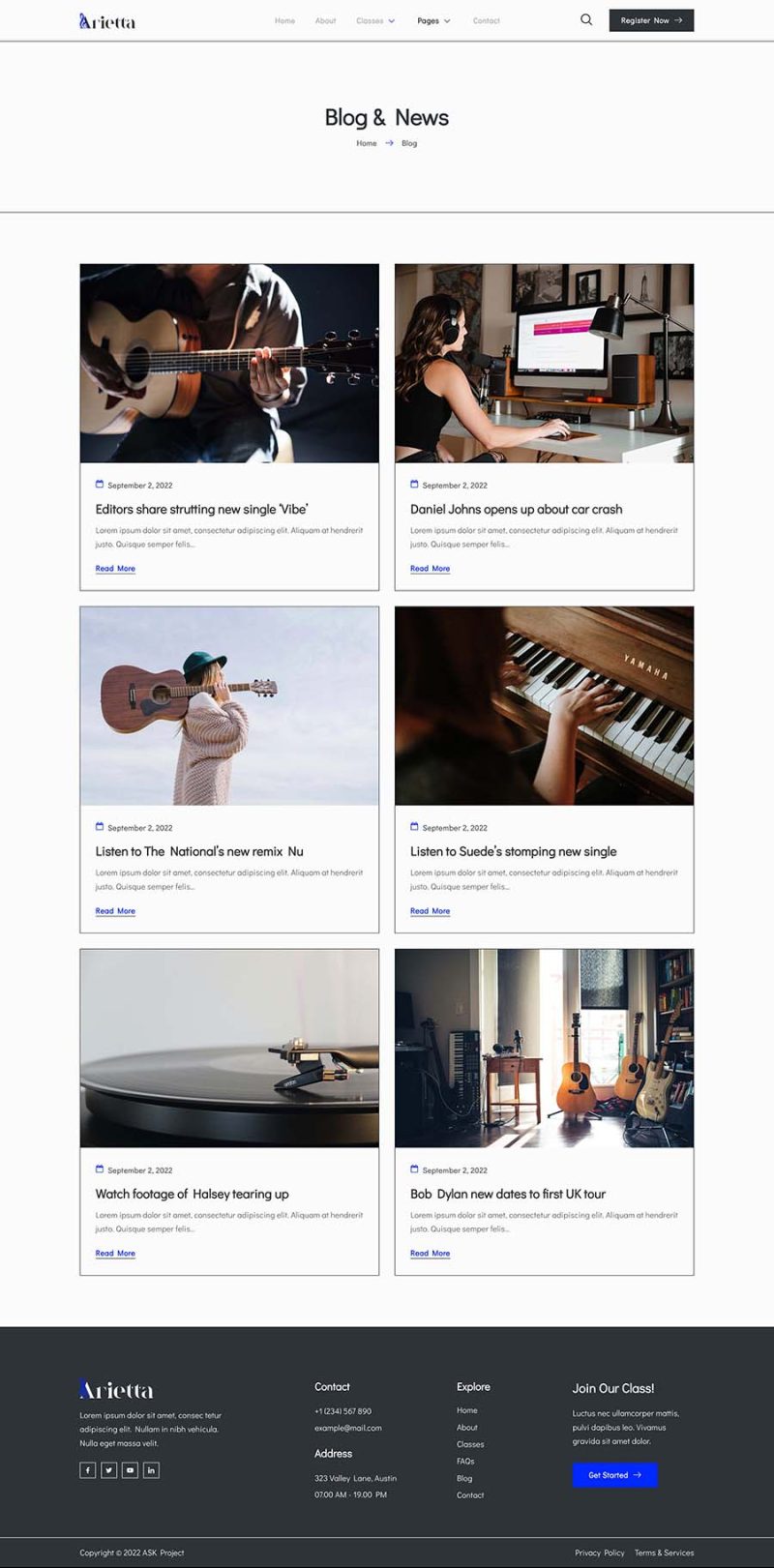 Blog — Arietta - Music School Elementor Template