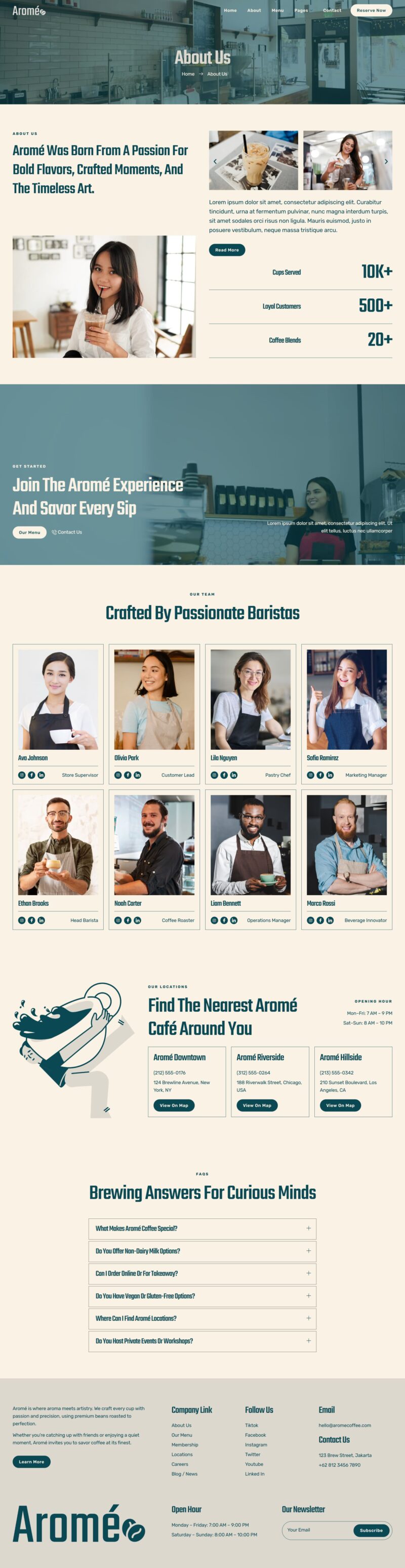 About — Arome - Coffee Shop & Cafe Elementor Template
