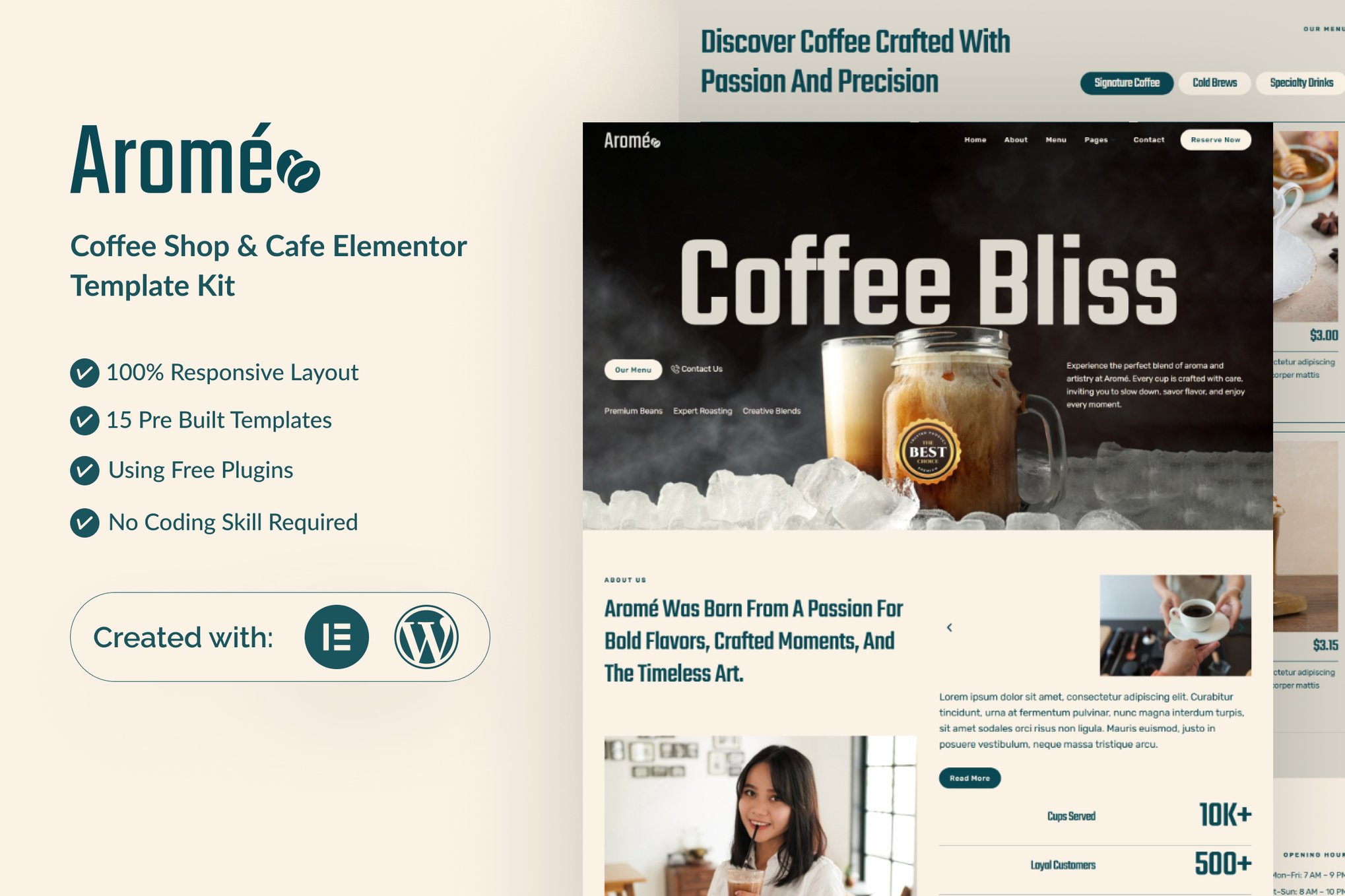 Arome - Coffee Shop & Cafe Elementor Template — Elementor template kit cover