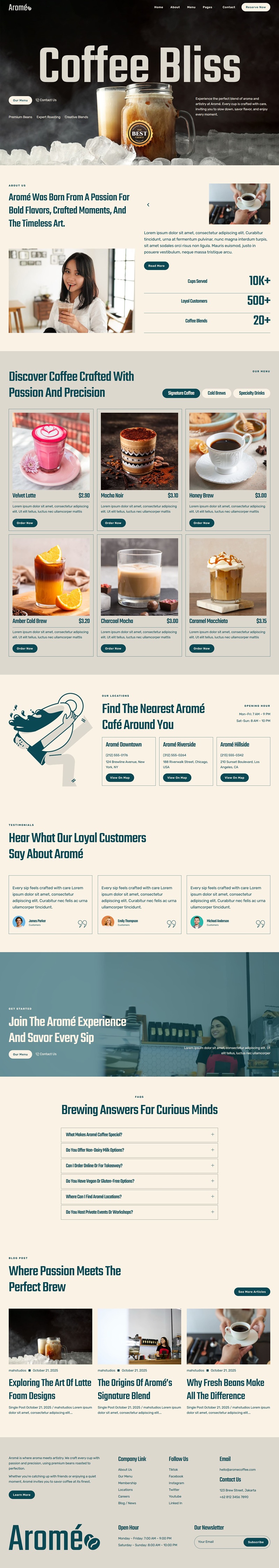 Home — Arome - Coffee Shop & Cafe Elementor Template