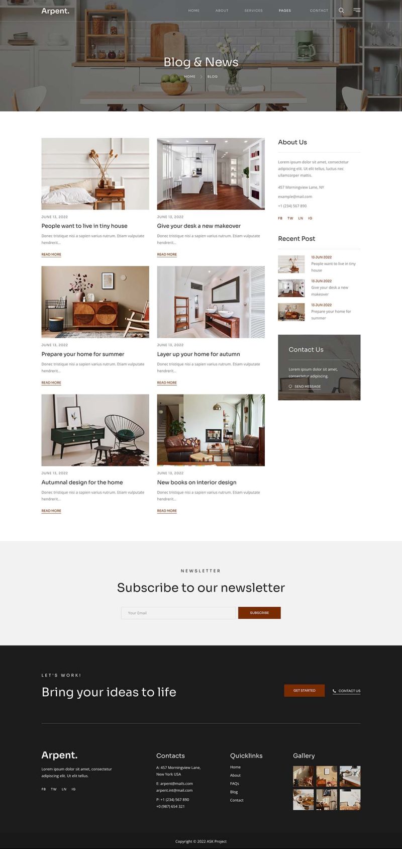 Blog — Arpent - Interior Design and Architecture Elementor Template
