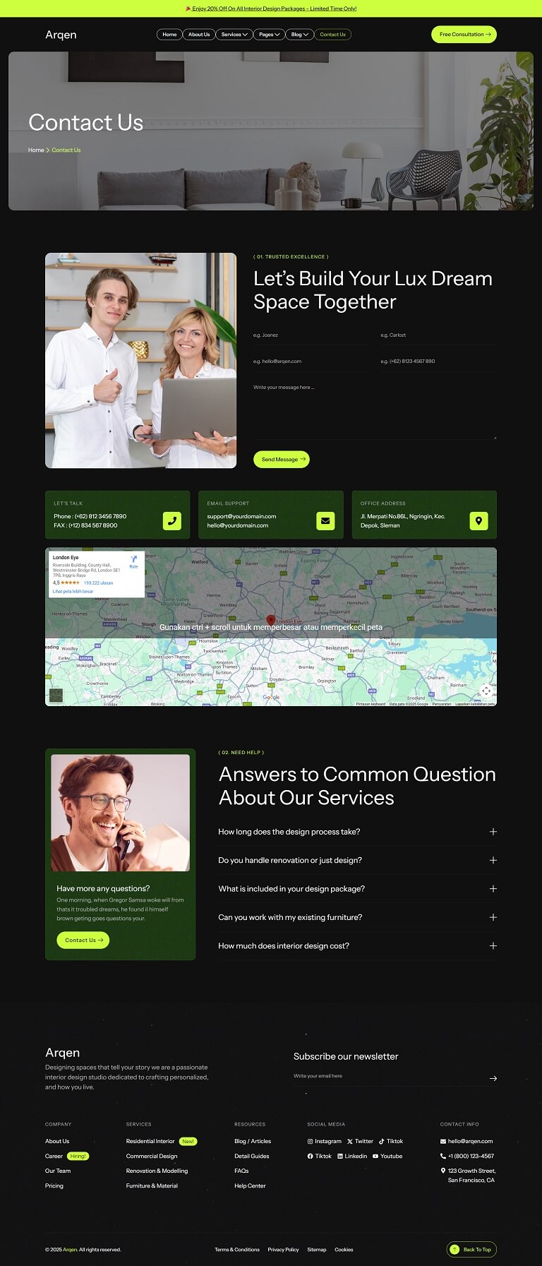 Contact Us — Arqen - Architecture & Interior Design Elementor Template
